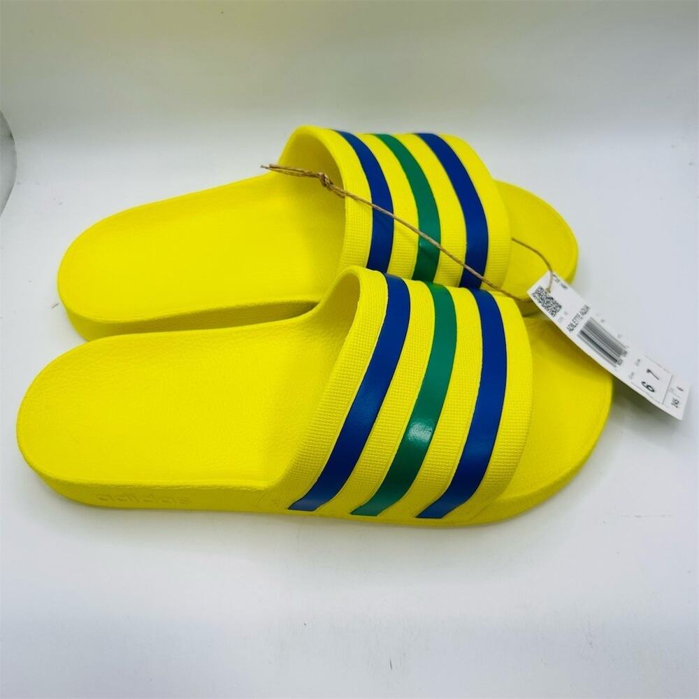 adidas Adilette Aqua Yellow Slides HQ2446 | Mens 6 Womens 7 US | New